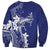 Blue Hawaii Sweatshirt Hammerhead Shark Tattoo Curve Polynesian - Polynesian Pride