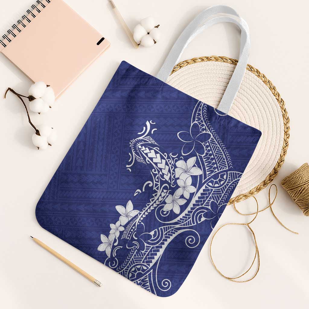 Blue Hawaii Tote Bag Hammerhead Shark Tattoo Curve Polynesian - Polynesian Pride