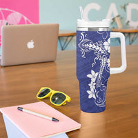 Blue Hawaii Tumbler With Handle Hammerhead Shark Tattoo Curve Polynesian - Polynesian Pride
