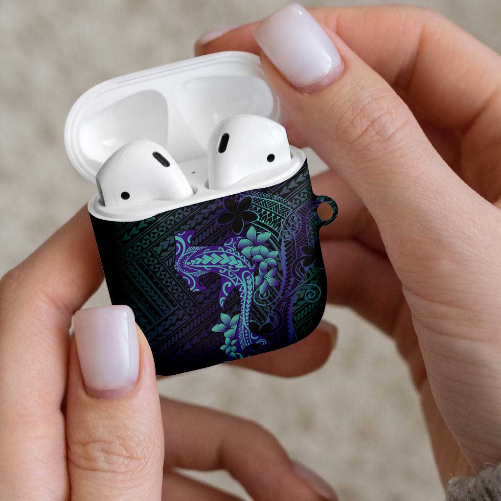 Purple Paradise Hawaii AirPods Case Hammerhead Shark Tattoo Curve Polynesian - Polynesian Pride