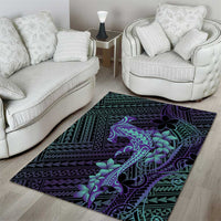 Purple Paradise Hawaii Area Rug Hammerhead Shark Tattoo Curve Polynesian - Polynesian Pride