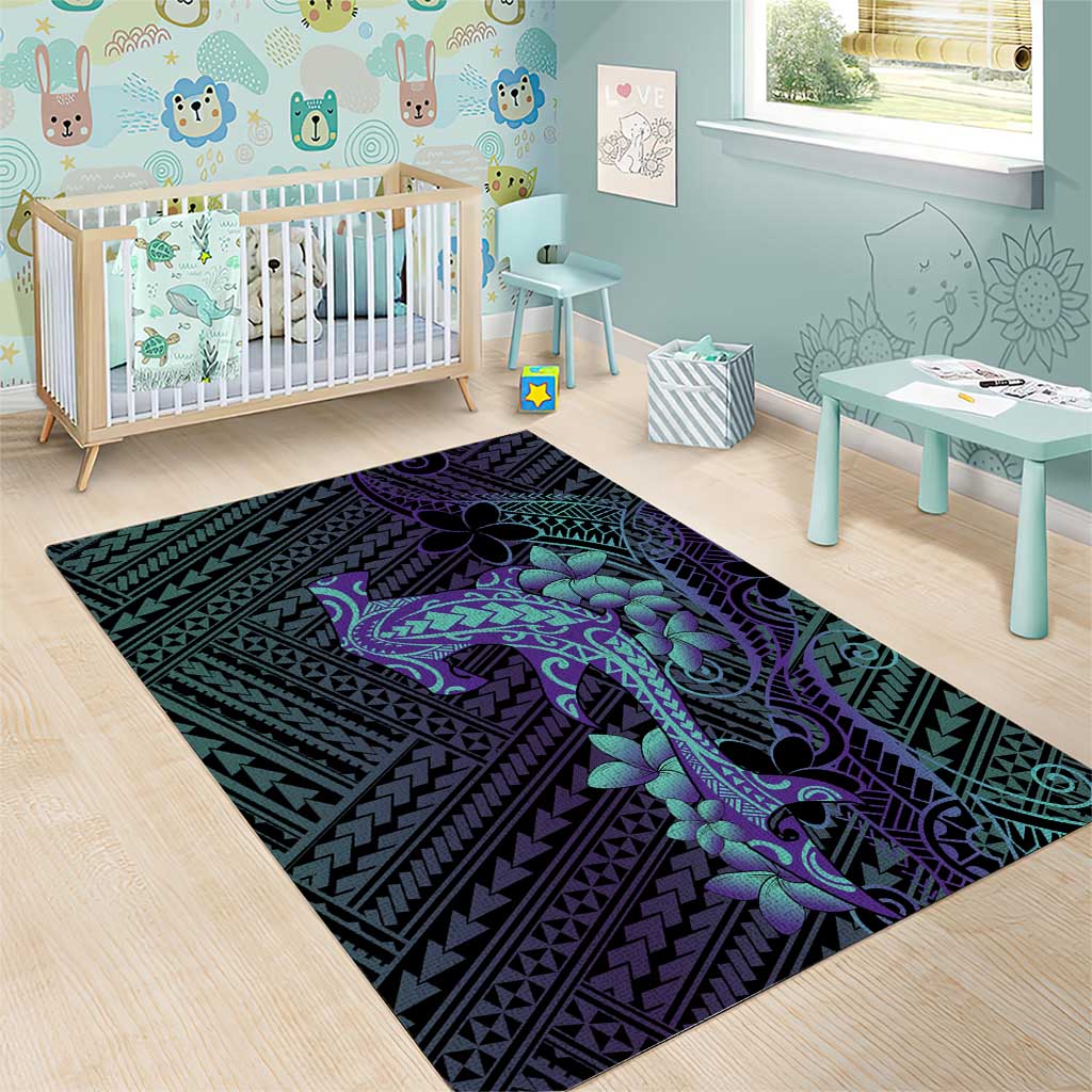 Purple Paradise Hawaii Area Rug Hammerhead Shark Tattoo Curve Polynesian - Polynesian Pride