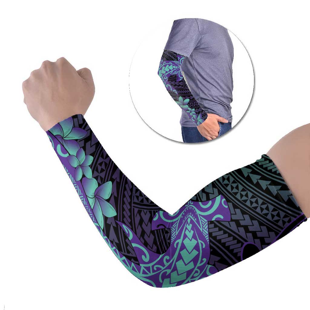 Purple Paradise Hawaii Arm Sleeves Hammerhead Shark Tattoo Curve Polynesian LT14 Set of 2 Purple - Polynesian Pride