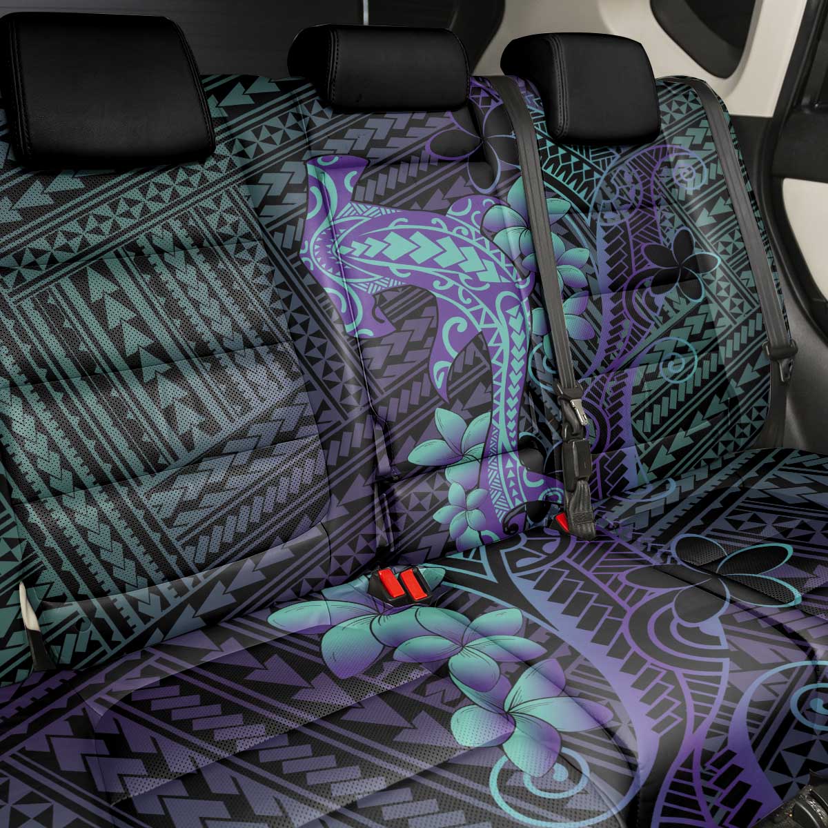 Purple Paradise Hawaii Back Car Seat Cover Hammerhead Shark Tattoo Curve Polynesian LT14 - Polynesian Pride