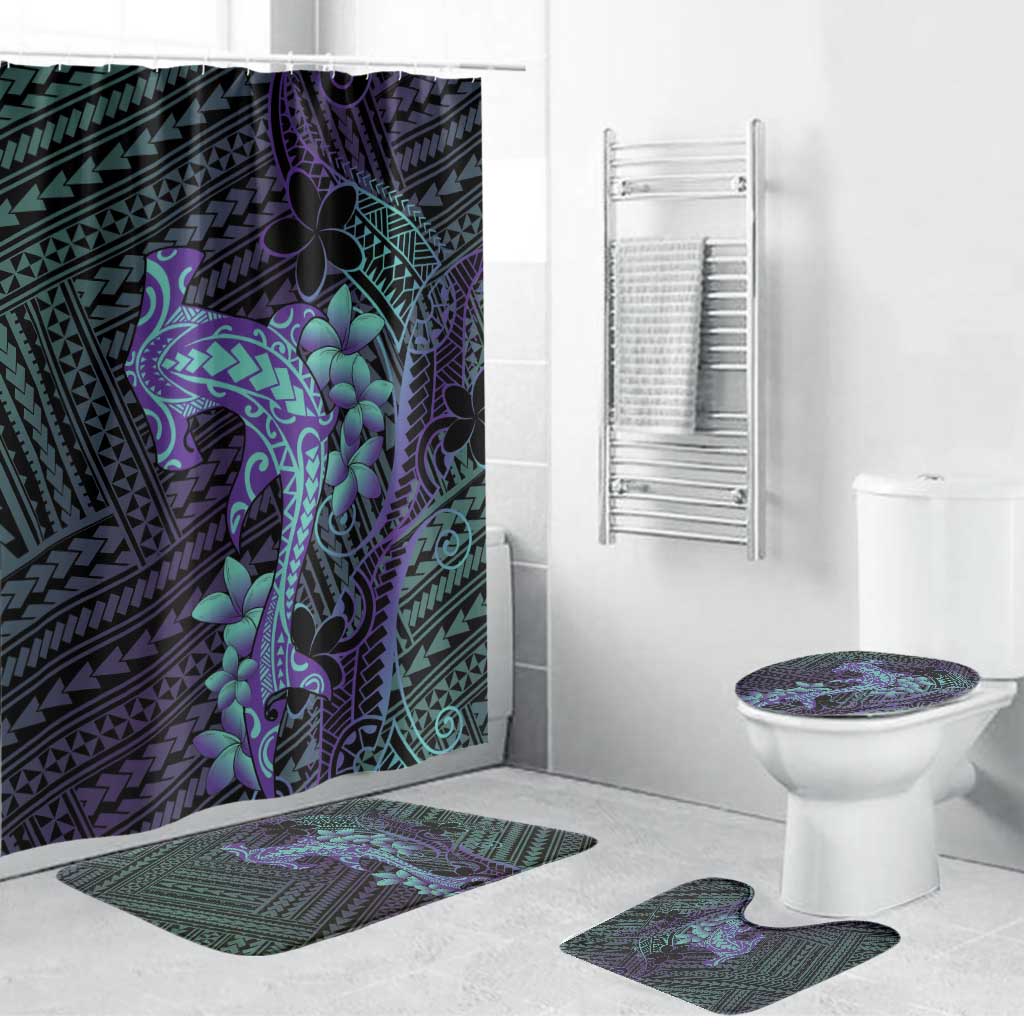 Purple Paradise Hawaii Bathroom Set Hammerhead Shark Tattoo Curve Polynesian - Polynesian Pride