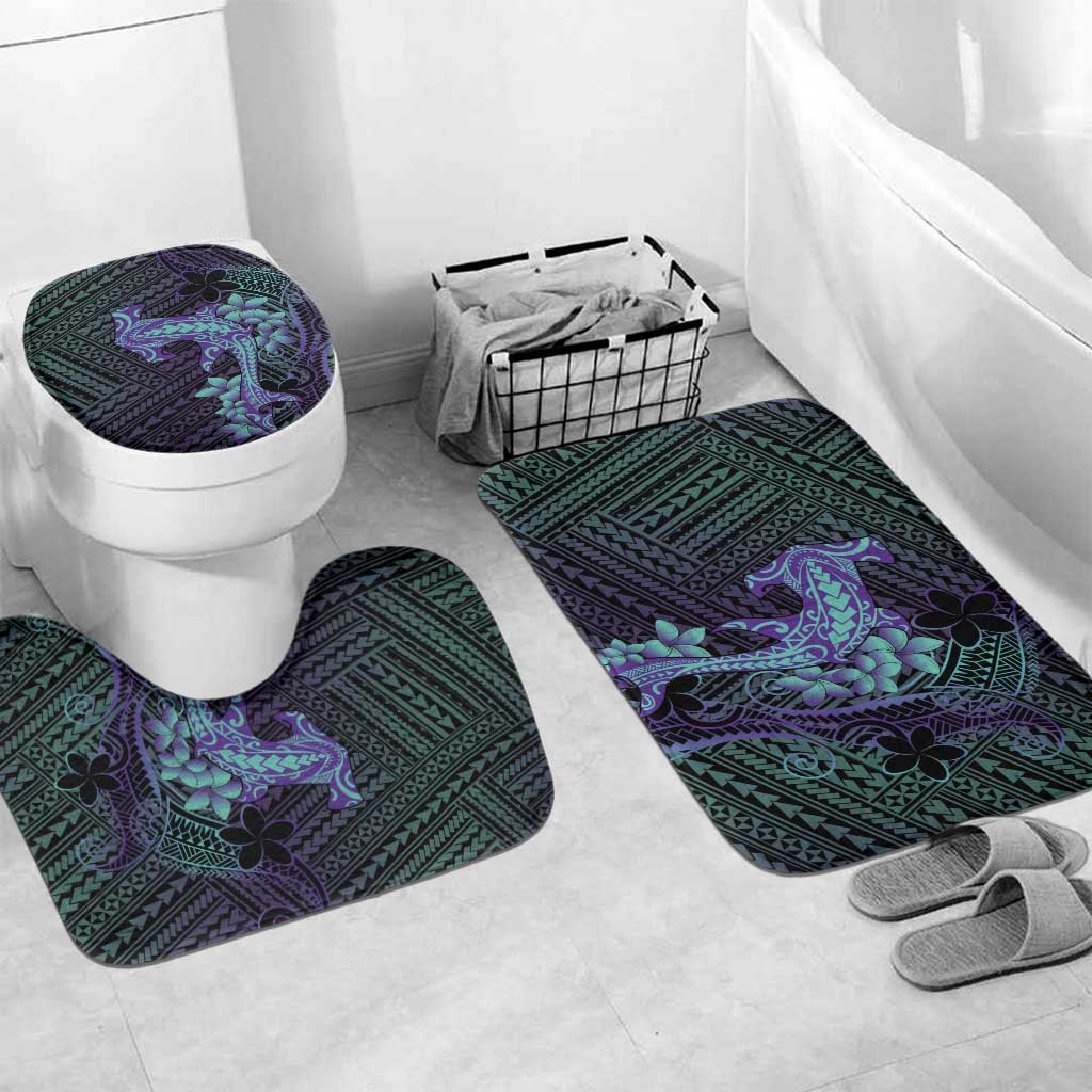 Purple Paradise Hawaii Bathroom Set Hammerhead Shark Tattoo Curve Polynesian - Polynesian Pride