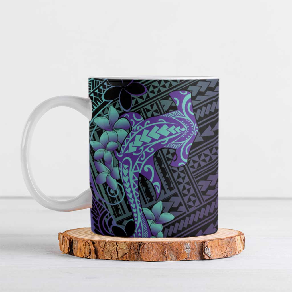 Purple Paradise Hawaii Ceramic Mug Hammerhead Shark Tattoo Curve Polynesian - Polynesian Pride