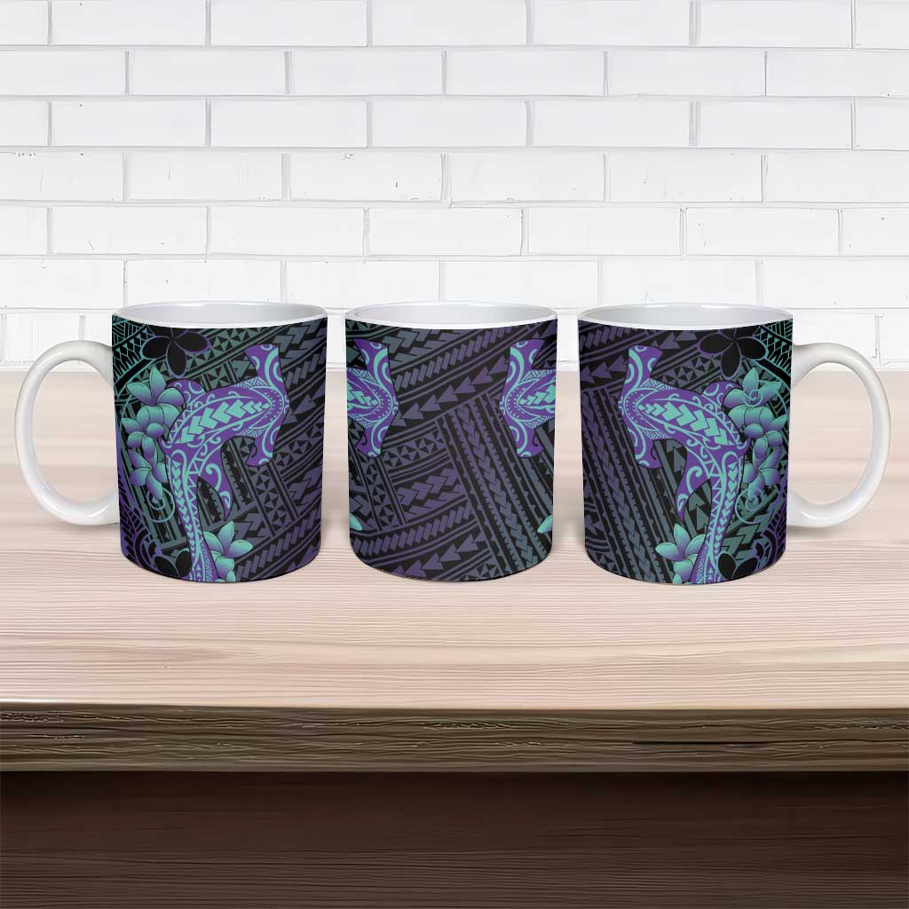 Purple Paradise Hawaii Ceramic Mug Hammerhead Shark Tattoo Curve Polynesian - Polynesian Pride