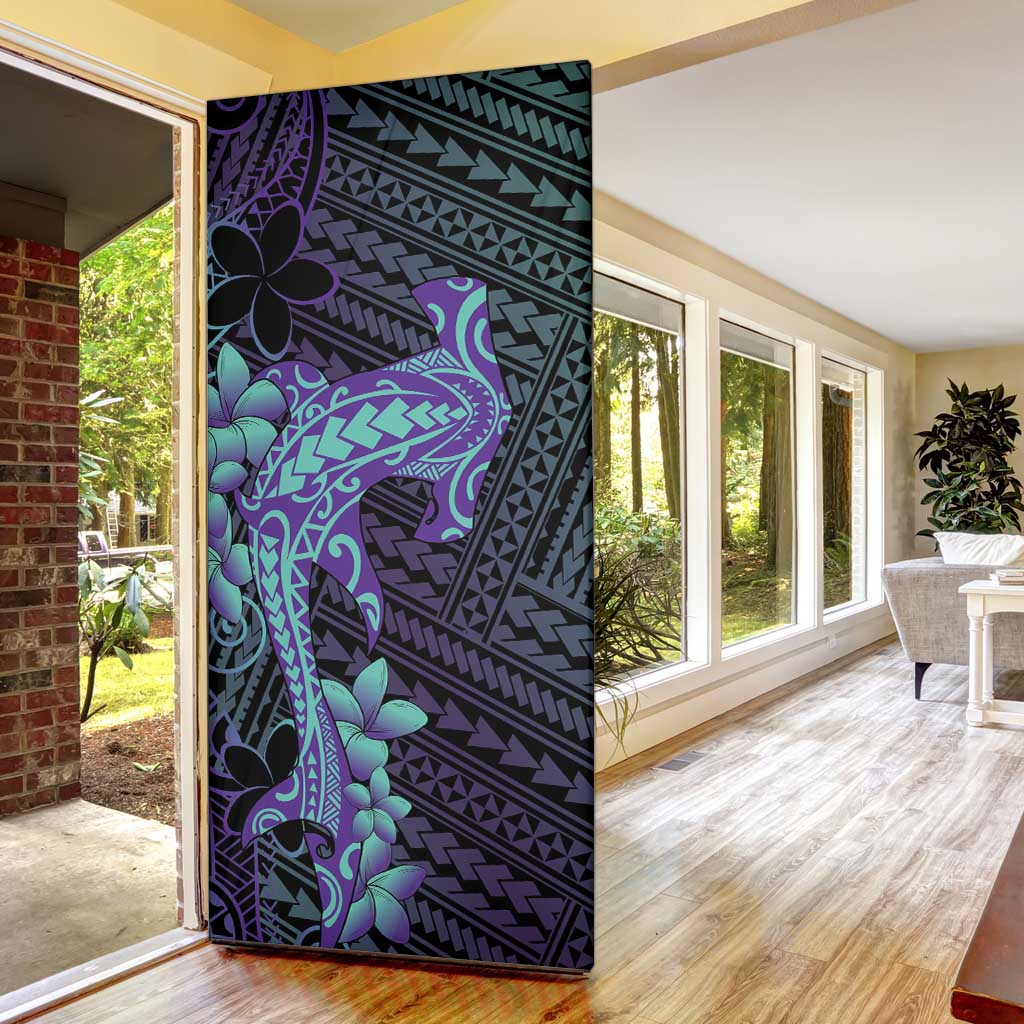 Purple Paradise Hawaii Door Cover Hammerhead Shark Tattoo Curve Polynesian - Polynesian Pride