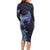 Purple Paradise Hawaii Family Matching Long Sleeve Bodycon Dress and Hawaiian Shirt Hammerhead Shark Tattoo Curve Polynesian - Polynesian Pride