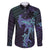 Purple Paradise Hawaii Family Matching Off The Shoulder Long Sleeve Dress and Hawaiian Shirt Hammerhead Shark Tattoo Curve Polynesian - Polynesian Pride