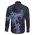 Purple Paradise Hawaii Family Matching Off The Shoulder Long Sleeve Dress and Hawaiian Shirt Hammerhead Shark Tattoo Curve Polynesian - Polynesian Pride