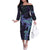 Purple Paradise Hawaii Family Matching Off The Shoulder Long Sleeve Dress and Hawaiian Shirt Hammerhead Shark Tattoo Curve Polynesian - Polynesian Pride