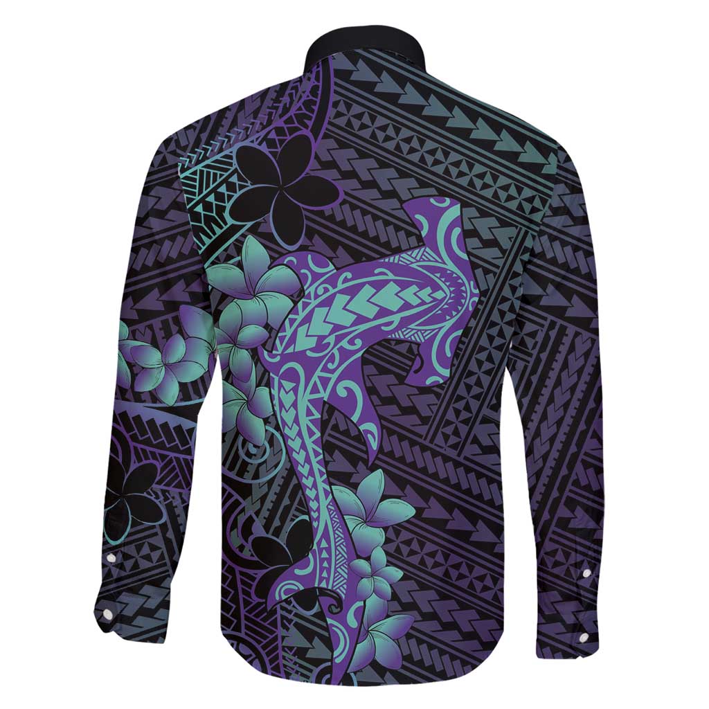 Purple Paradise Hawaii Family Matching Off Shoulder Short Dress and Hawaiian Shirt Hammerhead Shark Tattoo Curve Polynesian LT14 - Polynesian Pride