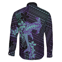 Purple Paradise Hawaii Family Matching Off Shoulder Short Dress and Hawaiian Shirt Hammerhead Shark Tattoo Curve Polynesian LT14 - Polynesian Pride