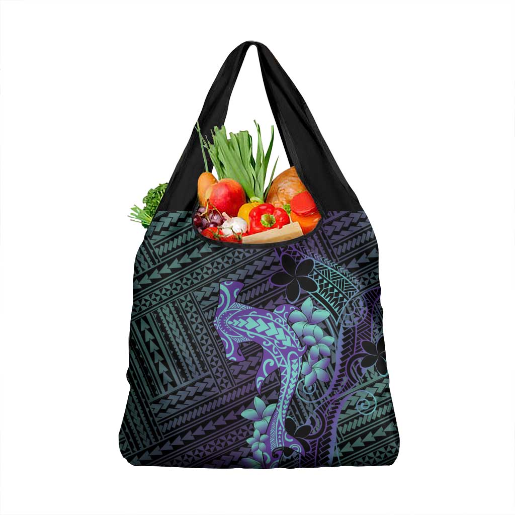 Purple Paradise Hawaii Grocery Bag Hammerhead Shark Tattoo Curve Polynesian LT14 1-pack One Size Purple - Polynesian Pride