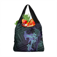 Purple Paradise Hawaii Grocery Bag Hammerhead Shark Tattoo Curve Polynesian - Polynesian Pride