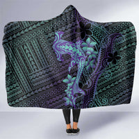 Purple Paradise Hawaii Hooded Blanket Hammerhead Shark Tattoo Curve Polynesian - Polynesian Pride