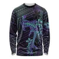 Purple Paradise Hawaii Long Sleeve Shirt Hammerhead Shark Tattoo Curve Polynesian LT14 Unisex Purple - Polynesian Pride