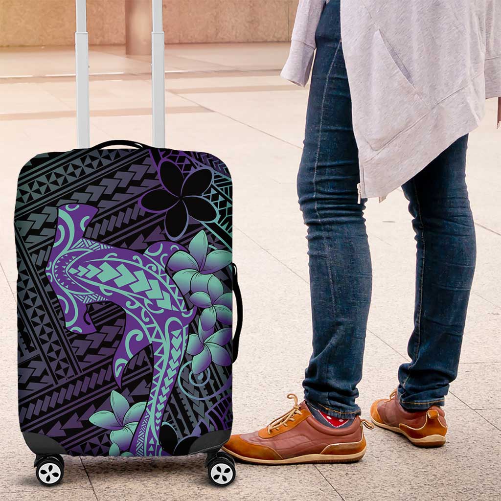Purple Paradise Hawaii Luggage Cover Hammerhead Shark Tattoo Curve Polynesian - Polynesian Pride