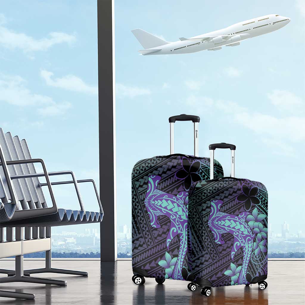 Purple Paradise Hawaii Luggage Cover Hammerhead Shark Tattoo Curve Polynesian - Polynesian Pride