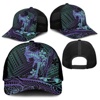 Purple Paradise Hawaii Mesh Trucker Cap Hammerhead Shark Tattoo Curve Polynesian - Polynesian Pride