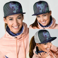 Purple Paradise Hawaii Mesh Trucker Cap Hammerhead Shark Tattoo Curve Polynesian - Polynesian Pride