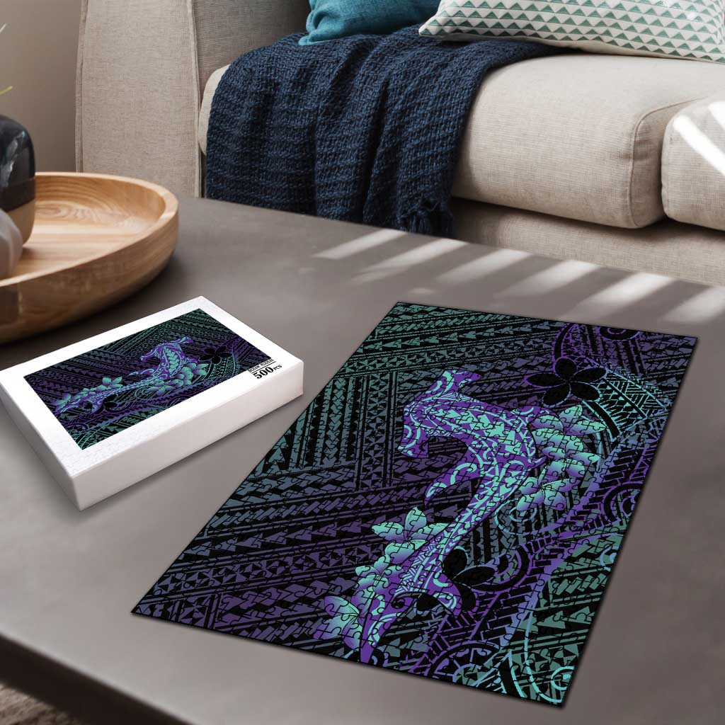 Purple Paradise Hawaii Puzzle Hammerhead Shark Tattoo Curve Polynesian - Polynesian Pride