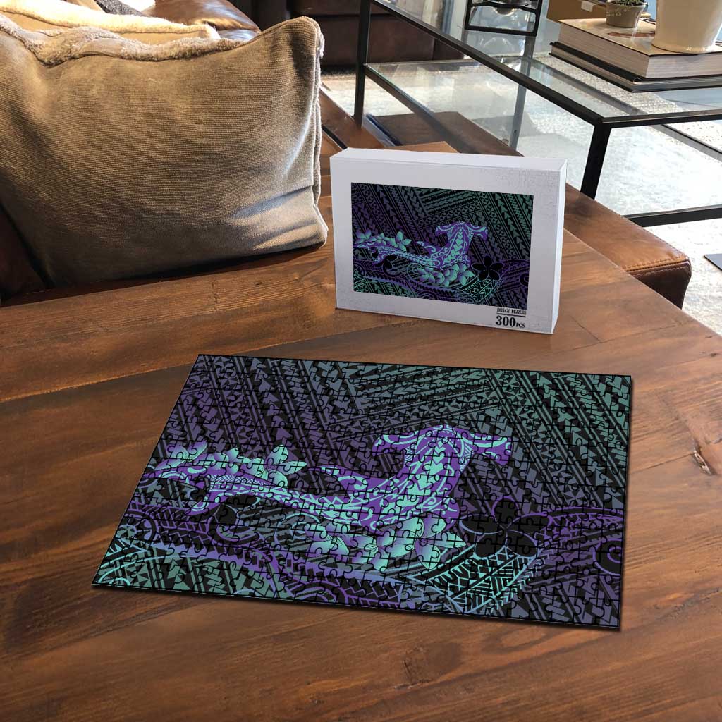 Purple Paradise Hawaii Puzzle Hammerhead Shark Tattoo Curve Polynesian - Polynesian Pride