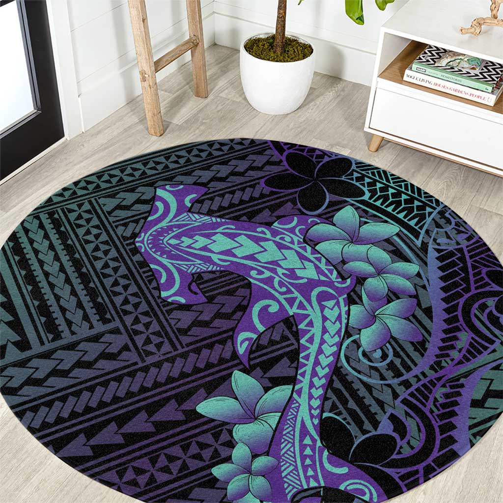 Purple Paradise Hawaii Round Carpet Hammerhead Shark Tattoo Curve Polynesian LT14 Purple - Polynesian Pride