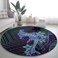Purple Paradise Hawaii Round Carpet Hammerhead Shark Tattoo Curve Polynesian LT14 - Polynesian Pride