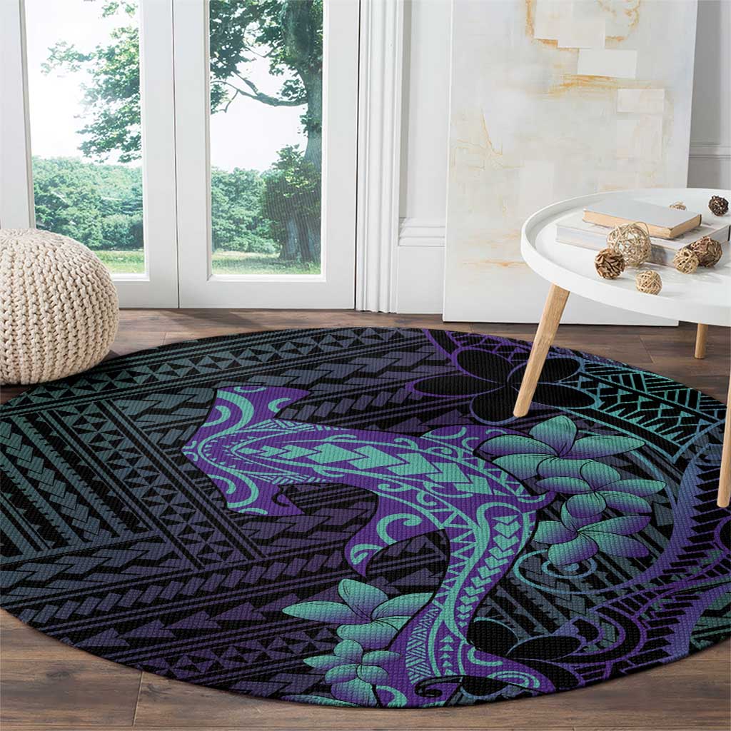 Purple Paradise Hawaii Round Carpet Hammerhead Shark Tattoo Curve Polynesian LT14 - Polynesian Pride