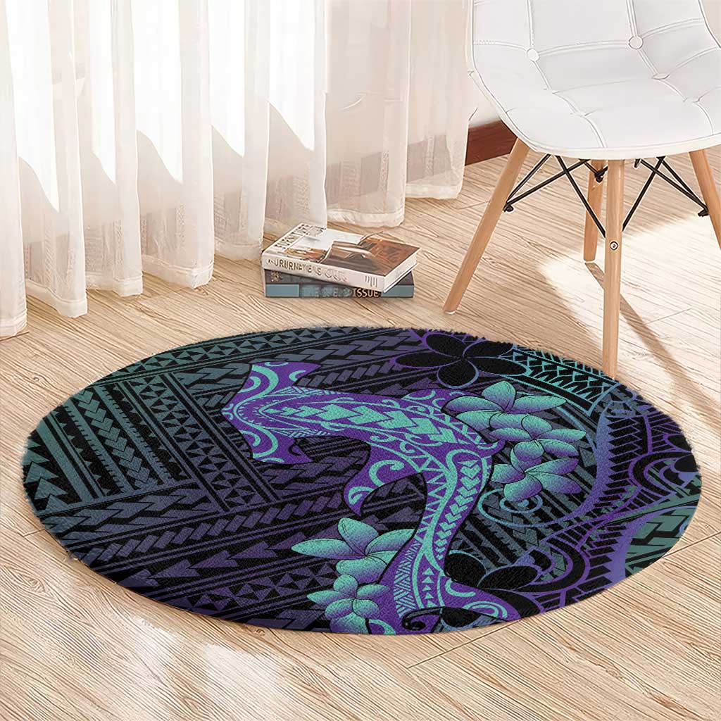 Purple Paradise Hawaii Round Carpet Hammerhead Shark Tattoo Curve Polynesian LT14 - Polynesian Pride
