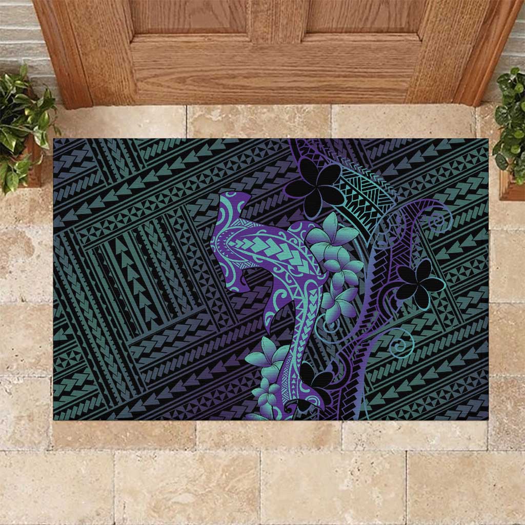 Purple Paradise Hawaii Rubber Doormat Hammerhead Shark Tattoo Curve Polynesian - Polynesian Pride