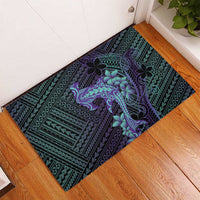 Purple Paradise Hawaii Rubber Doormat Hammerhead Shark Tattoo Curve Polynesian - Polynesian Pride