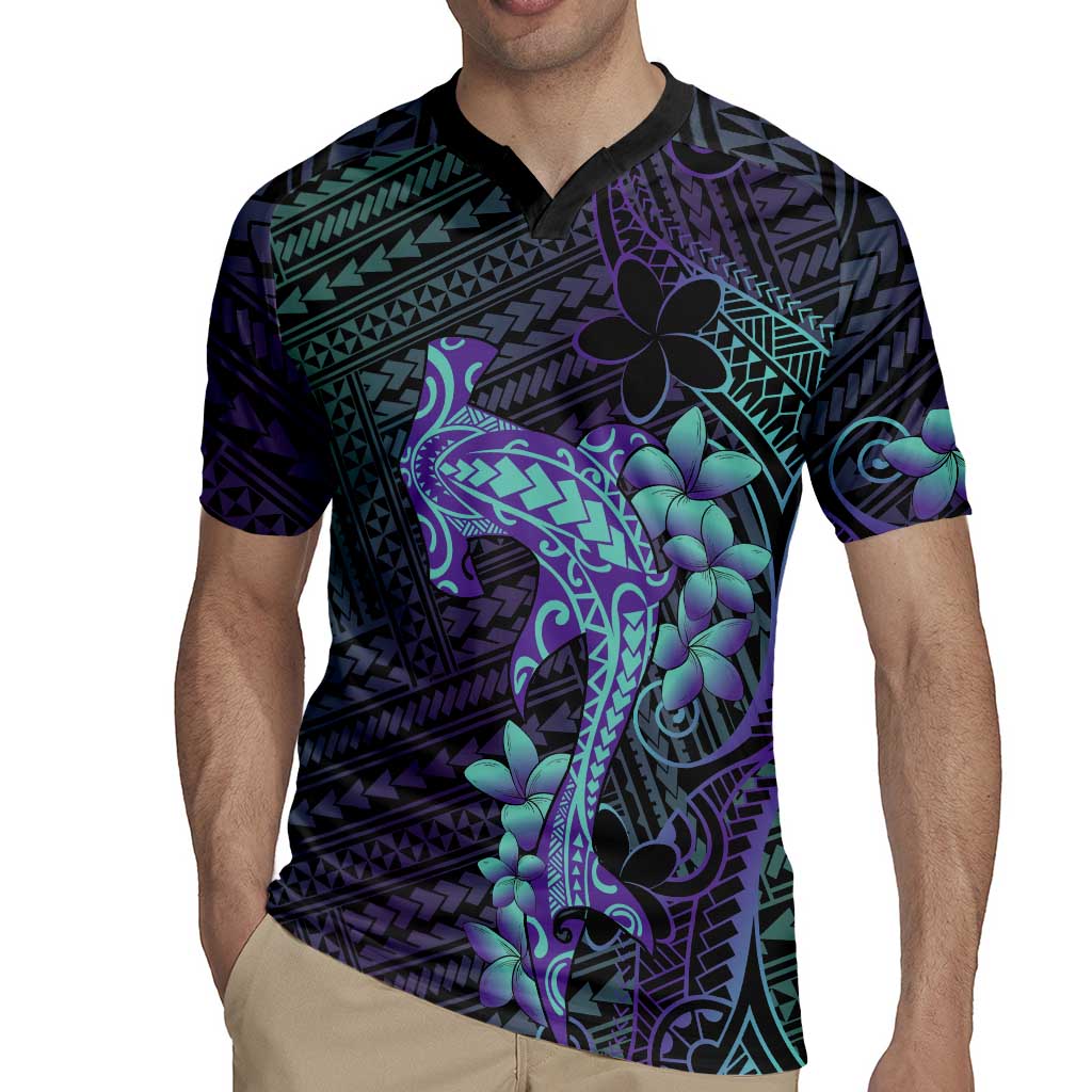 Purple Paradise Hawaii Rugby Jersey Hammerhead Shark Tattoo Curve Polynesian - Polynesian Pride