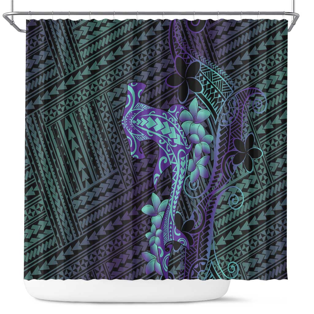 Purple Paradise Hawaii Shower Curtain Hammerhead Shark Tattoo Curve Polynesian LT14 Purple - Polynesian Pride