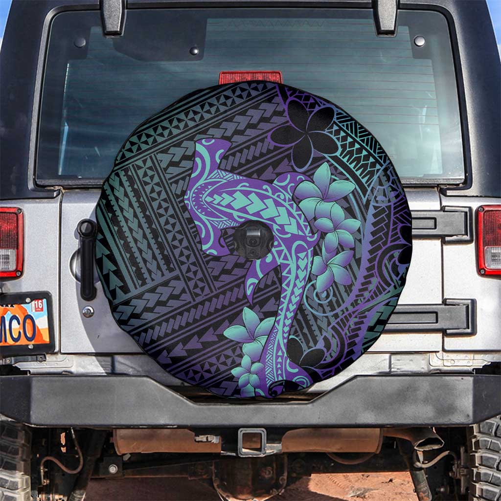 Purple Paradise Hawaii Spare Tire Cover Hammerhead Shark Tattoo Curve Polynesian - Polynesian Pride