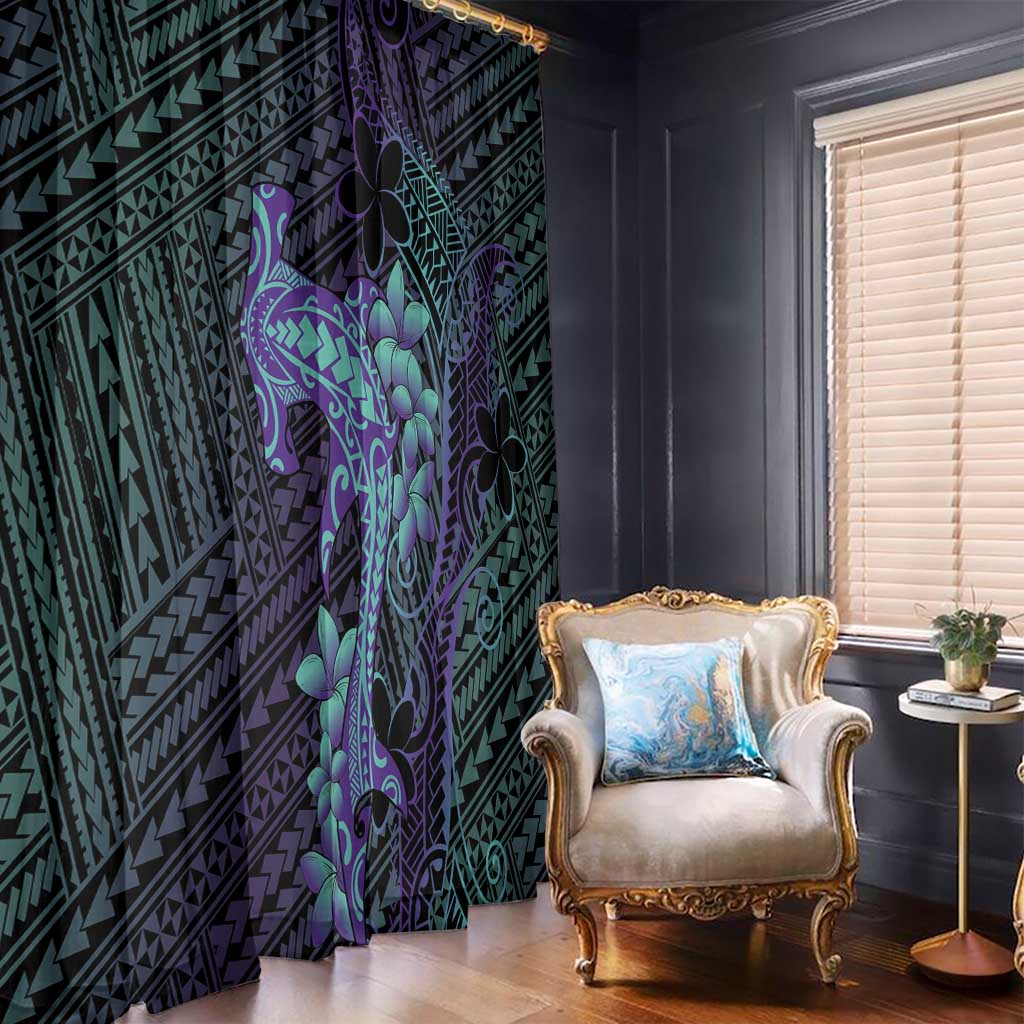 Purple Paradise Hawaii Window Curtain Hammerhead Shark Tattoo Curve Polynesian LT14 - Polynesian Pride