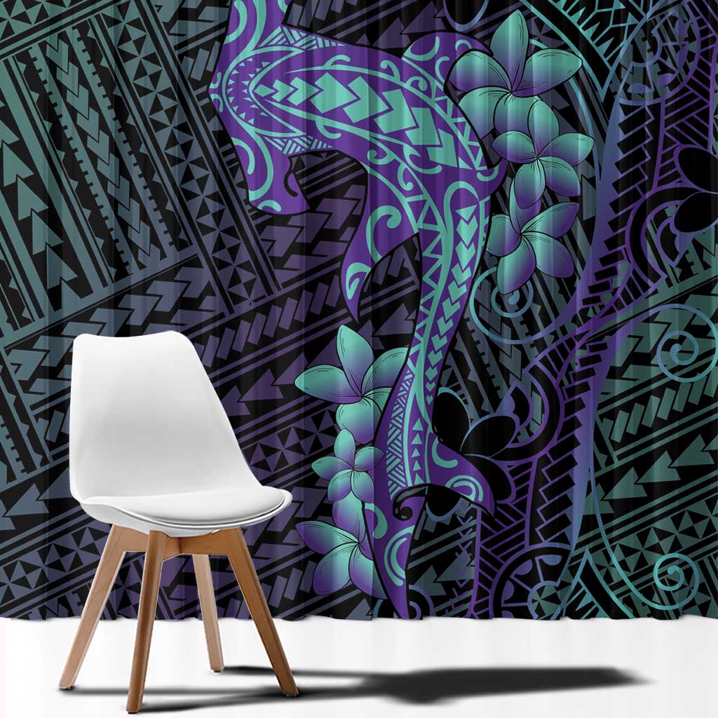 Purple Paradise Hawaii Window Curtain Hammerhead Shark Tattoo Curve Polynesian LT14 - Polynesian Pride