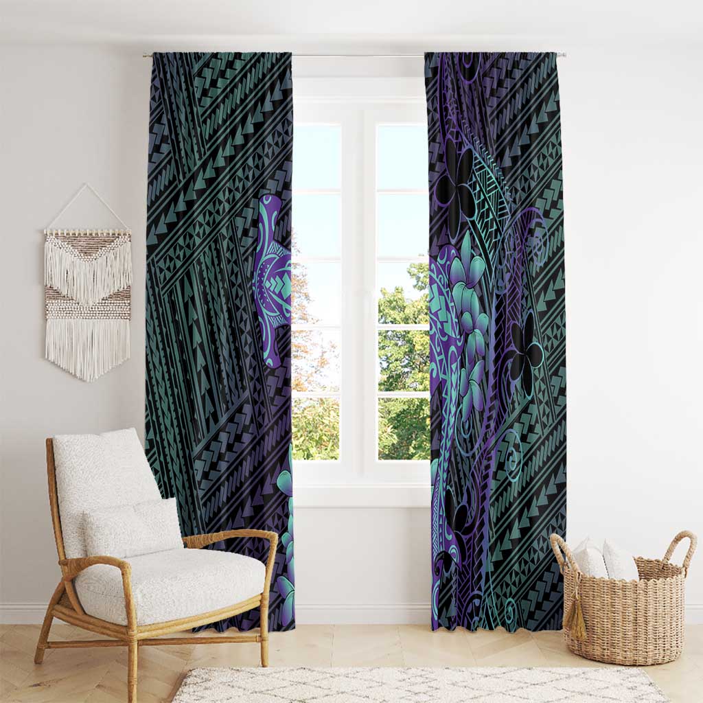 Purple Paradise Hawaii Window Curtain Hammerhead Shark Tattoo Curve Polynesian LT14 - Polynesian Pride