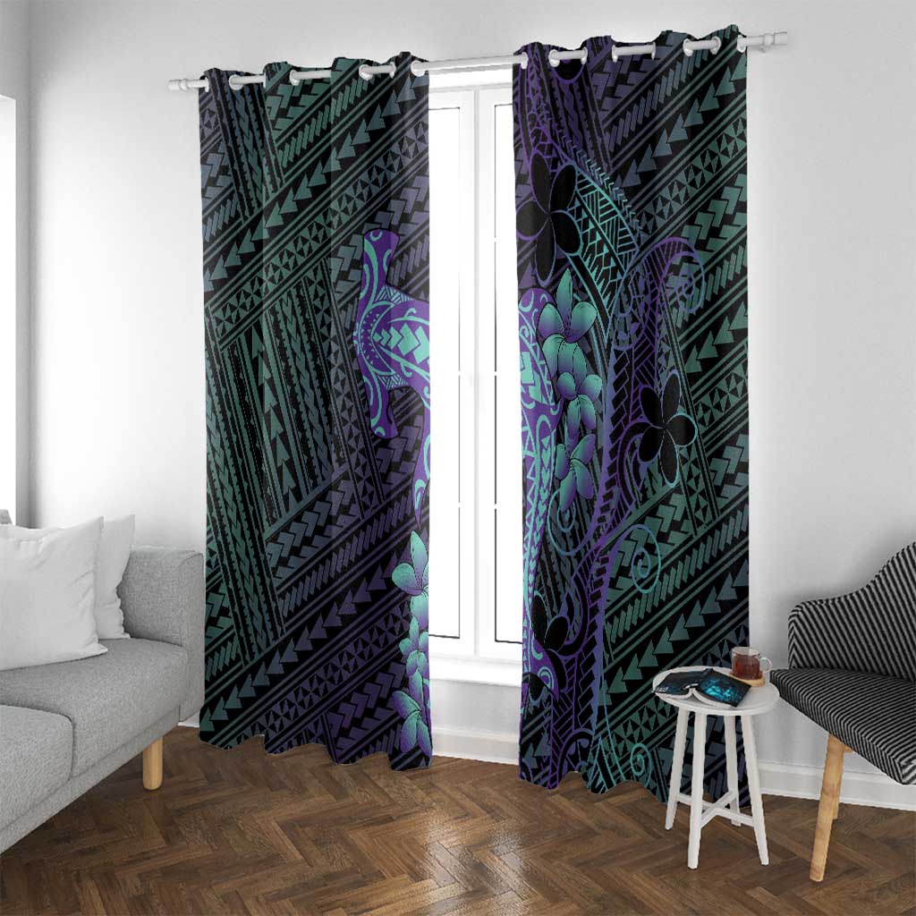 Purple Paradise Hawaii Window Curtain Hammerhead Shark Tattoo Curve Polynesian LT14 With Grommets Purple - Polynesian Pride