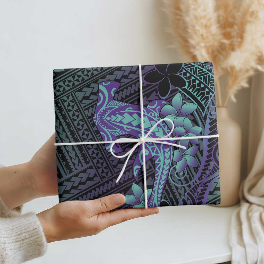 Purple Paradise Hawaii Wrapping Paper Hammerhead Shark Tattoo Curve Polynesian - Polynesian Pride