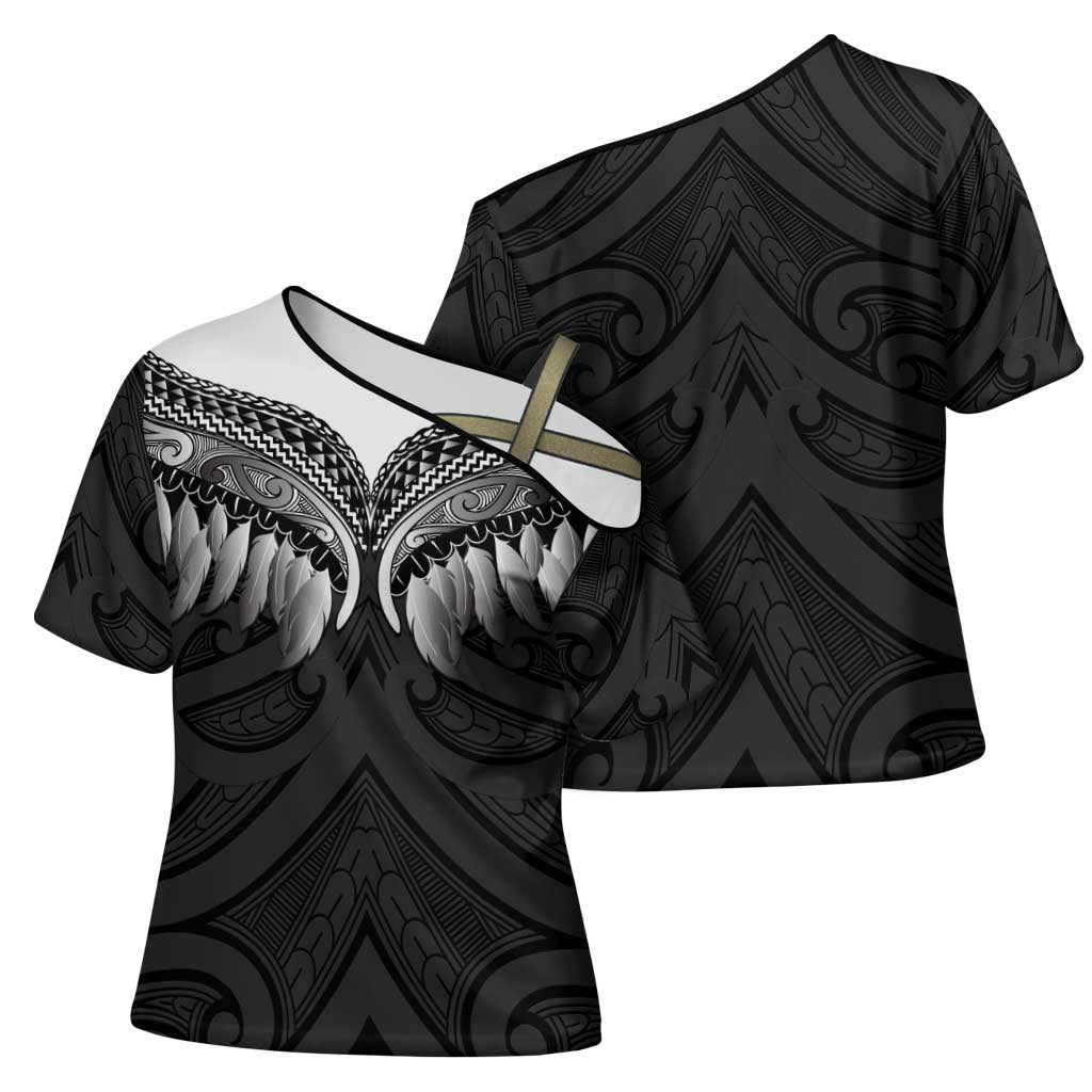 Poutama Korowai New Zealand Cross Shoulder Shirt Aotearoa Maori Tattoo - Polynesian Pride
