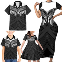 Poutama Korowai New Zealand Family Matching Short Sleeve Bodycon Dress and Hawaiian Shirt Aotearoa Maori Tattoo - Polynesian Pride