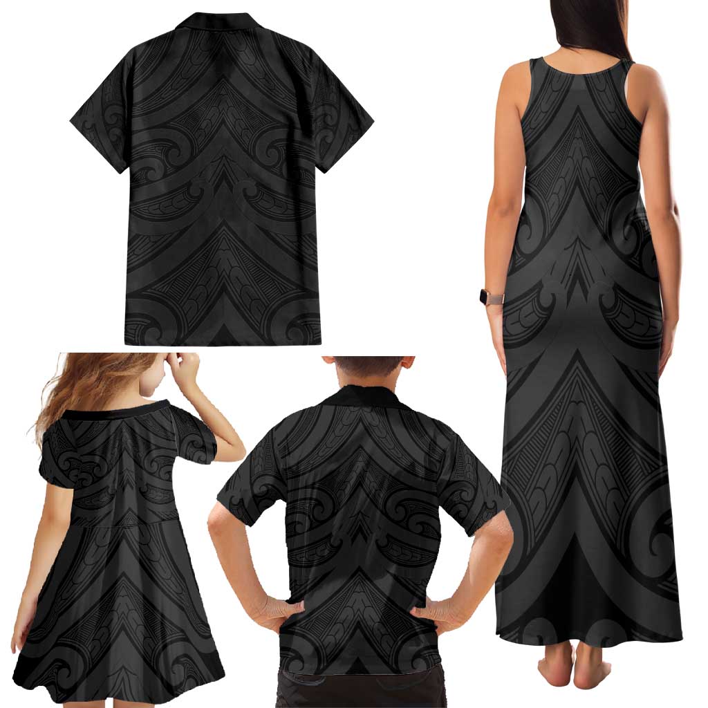 Poutama Korowai New Zealand Family Matching Tank Maxi Dress and Hawaiian Shirt Aotearoa Maori Tattoo - Polynesian Pride