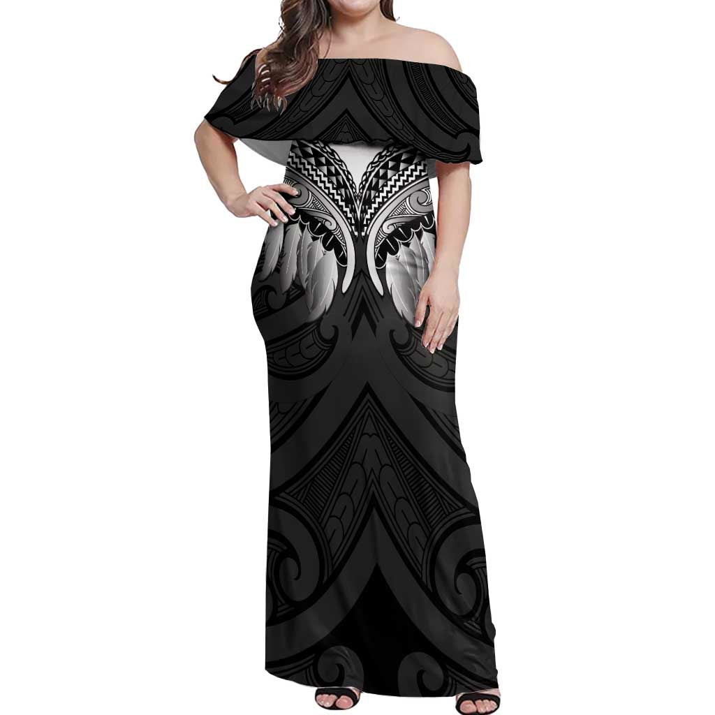 Poutama Korowai New Zealand Off Shoulder Maxi Dress Aotearoa Maori Tattoo - Polynesian Pride