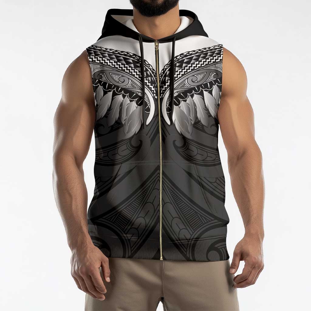 Poutama Korowai New Zealand Sleeveless Zip Hoodie Aotearoa Maori Tattoo - Polynesian Pride