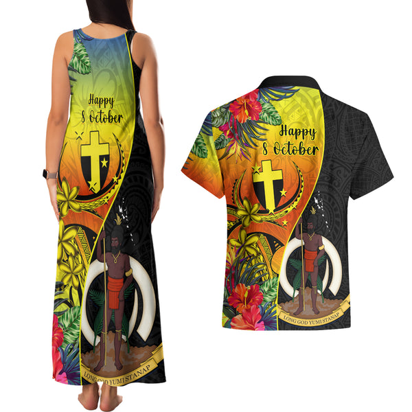 Tafea Day Couples Matching Off Shoulder Maxi Dress and Hawaiian Shirt Proud To Be A Ni-Van Beauty Pacific Flower LT03 main image 1