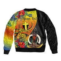 personalised-vanuatu-tafea-day-bomber-jacket-coat-of-arms-mix-tropical-flowers